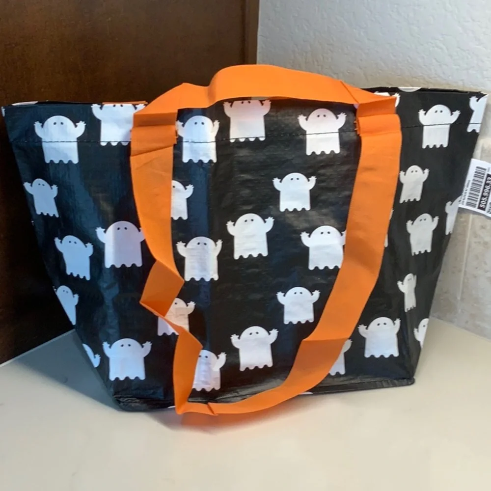 IKEA Ghost Tote Patterned Black, Orange and White Bag NWT Kustfyr Collection